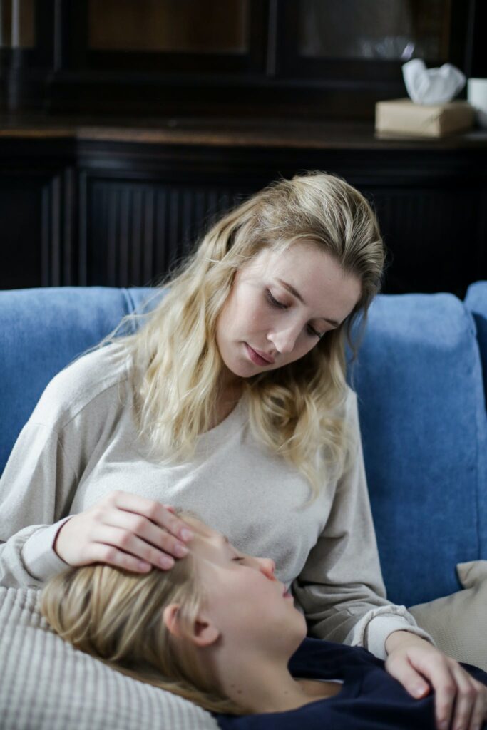 A Woman Sitting on the Couch